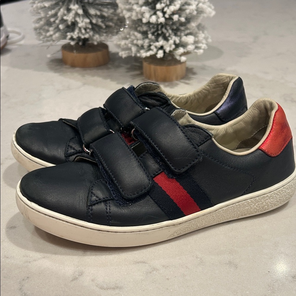 Gucci Kids Navy and Red Velcro Sneakers